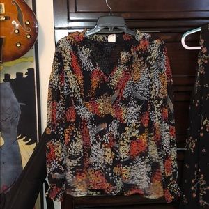 Black floral blouse